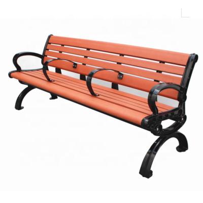 China Modern Outdoor Cast Aluminum And Recycled Plastic Wood Outside Bench Seating With Medium Armrests for sale