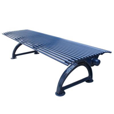 China 6 Legs Modern Metal Park Bench Outdoor Steel Backless Long Picnic Bench Backless Commercial Outdoor Bench for sale