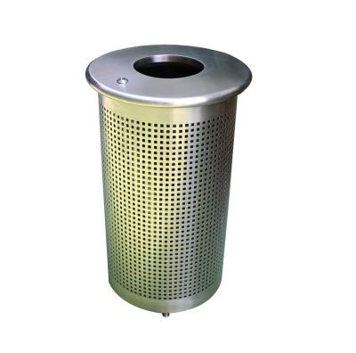 China Sustainable Outdoor Metal 316 Stainless Steel Garbage Waste Bin With Flat Lid for sale