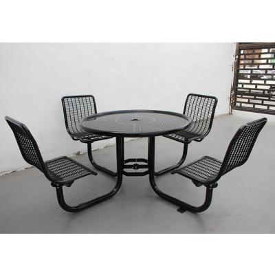 China GAVIN Modern Metal Wire Mesh Iron Furniture Park Picnic Table Picnic Tables and Outdoor Steel Park Benches for sale