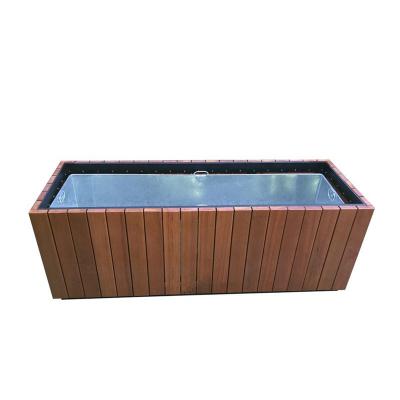 China CLASSIC Outdoor Rectangular Tall Box Planter Wooden Flower Pots Garden Tall Solid Wood Wooden Planter for sale