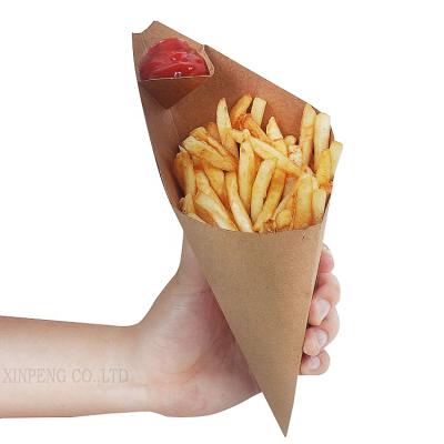 China Wholesale Recyclable Chicken Popcorn Box Eco - Friendly Cone Shape French Fries Packaging Box With Placing Seasoning Angle for sale