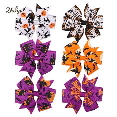 China Sweet Baby Princess Cartoon Grosgrain Ribbon Pumpkin Bow Hair Clip Hair Bows For Babies Hair Accessories 2402 for sale