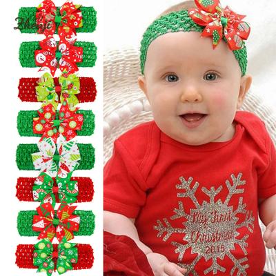 China Wholesale Soft Infant Baby Headbands Floral Christmas Flower Bows Headband For Girls for sale