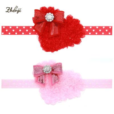 China Wholesale Sweet Valentine's Heart Shaped Rhinestone Bow Hair Band Festival Headwear Headband for sale