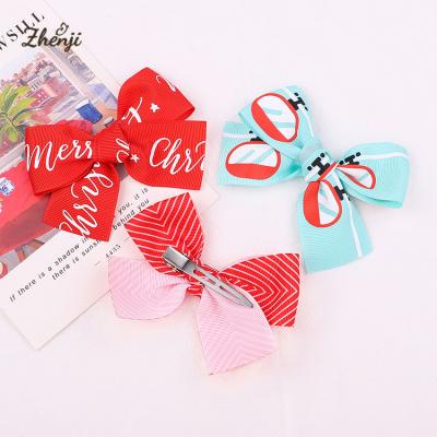 China Wholesale Personalized Sweet Christmas Grosgrain Hair Bows With Clips For Festival Decoration 2368 for sale