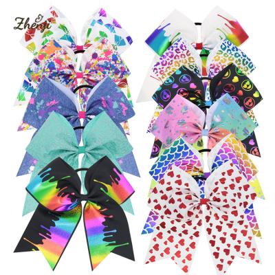 China Sweet Kids Love Big Dovetail Bow Hair Band Cheerleading Colorful Golden Hair Ties Girl JOJO's Hair Ties for sale