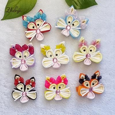 China Free Shipping Hand Made Cute Party Ribbon Rabbit Chicken Hair Bow Clip For Babies Easter Hair Accessories for sale