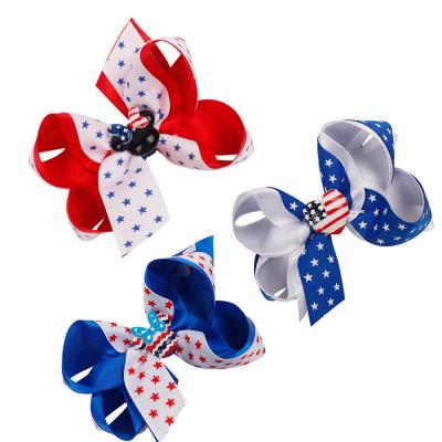 China European and American style national independence day bow hairpin hairpins collection double-layer ribbon American children's cartoon mickey mouse for sale