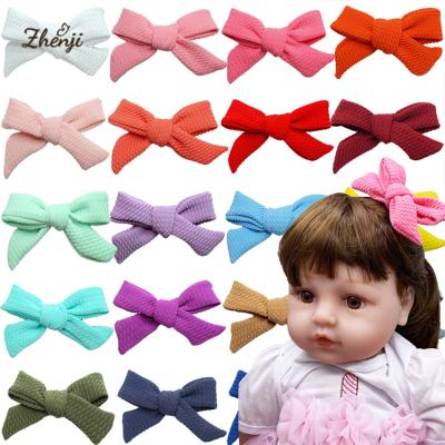 China Soft 4 Inch Waffle Cloth Infant Bows Full Lined Hair Clips Kids Hair Accessories for sale