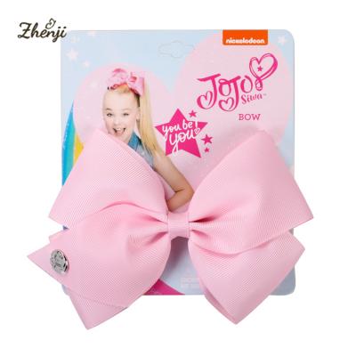 China European and American pink small siwa jojo bow solid hairpin children's style ribbon hair accessories 5 inch for sale