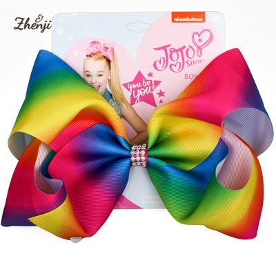 China American hot girl JOJO European and American style jumbo bow 8 inch children's handmade princess rainbow hair bow big for kids hair accessories for sale