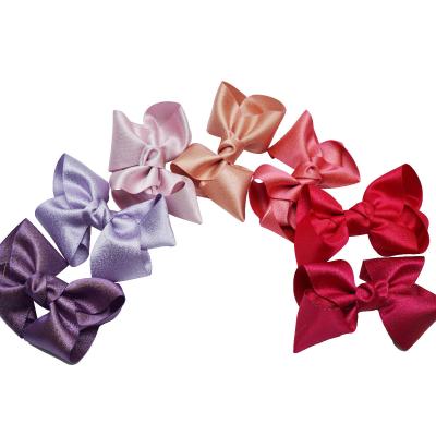 China 3 Inch Soft Glitter Solid Ribbon Bows Clips Hairpin Girl's Hair Bows Boutique Hair Clip Kids Hairpins Hair Accessories 2572 for sale