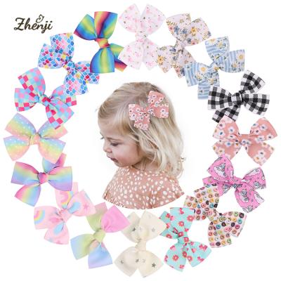 China Sweet girls printed bowknot hairpin children hair cut cute little girl hairpins Korean baby princess hair accessories 2365 for sale