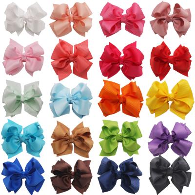 China Fashion Simple 3 Inch Double Layers Color Bowknot Hair Bow With Clip For Girls Ribbon Hair Clip Hair Clips Barrettes Hair Accessories for sale