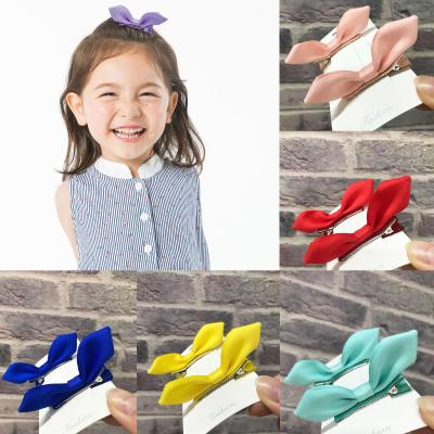 China Sweet Cotton Ribbon Candy Color Stereo Rabbit Ear Girl Side Clip Hairpin Children Hair Bows Hairpins 2576 for sale