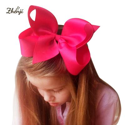 China 6 Inch Large Soft Grosgrain Ribbon Solid Hair Bows With Clips Girls Kids Hair Clips Headwear Boutique Hair Accessories for sale