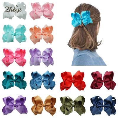 China Fashion Handmade Solid 4.5 Inch Boutique Double Layer Ribbon Hair Bow With Clips For Kids Girls Hair Accessories for sale