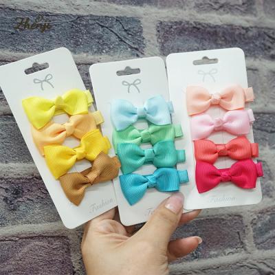 China 2.2 inch mini style 4pcs/set small bangs hair ribbon bow European and American children's side clip hair accessories 9108 for sale