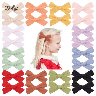 China Soft Wrinkle Cloth Bowknot Hairpin Student Baby Hair Clip Inclusive Hair Accessories Cotton Cloth Clip 2294 for sale