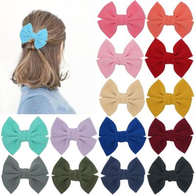 China Fashion 4.5 Inch Children's Hair Accessories Simple Waffle Cloth Girl's Hairpin Bow Hair Clip for sale