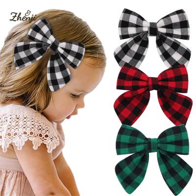 China ISS Plaid Princess Cloth Soft Fresh Soft Canvas Hair Bows Daily Hairpin Hair Accessories For Kids for sale