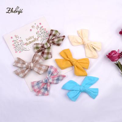 China Soft Canvas Cloth Hair Bows Boutique Girls Hair Clips Barrettes Hangs Babies Women Hair Clips Hair Headwear 245 for sale