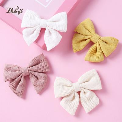 China Sweet Korean Children Hair Bow Hair Clip Cotton Jacquard Pleat Girls Bangs Clip Cloth Hair Clips for sale