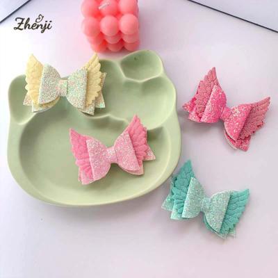 China Hair Clip Glitter Dovetail Side Bow Sweet Hair Accessories Children Hairpin Sequin Princess Bangs for sale