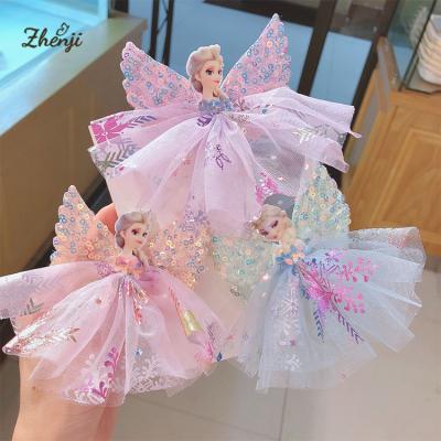 China Cute Gauze Hair Clips Side Clips Baby Kindergarten Hairpin Girls Kids Hairpin Princess Soft Frozen Hair Accessories for sale