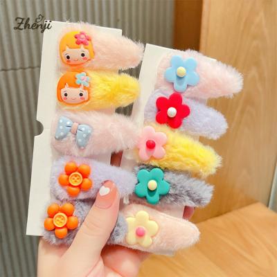 China Cute Set of 2022 New Korea Fashion Soft Princess Hairpin Plush Cartoon Fur Winter Girls Hair Clips for sale