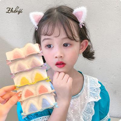 China Cat Ears Children Hairpins High Quality Cosplay Soft Cute Anime Plush Alligator Fluffy Hair Clips For Kids Girl for sale