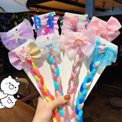 China Candy Color Fashion Little Princess Braided Hair Wig With High Stretch Hair Rope Tie Kids Fashion Hair Accessories for sale