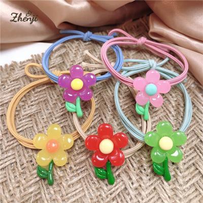 China Fashion Soft Free Shipping Acrylic Flower Girls Elastic Hair Bands Scrunchies Ponytail Holder Kids Hair Ties Accessories for sale