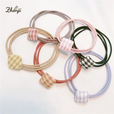 China Free Shipping Soft Elastic Bands Ring Hair Accessories Scrunchy Ornaments Rubber Hair Band Fashion Women Korean Plaid Cloth Headband for sale