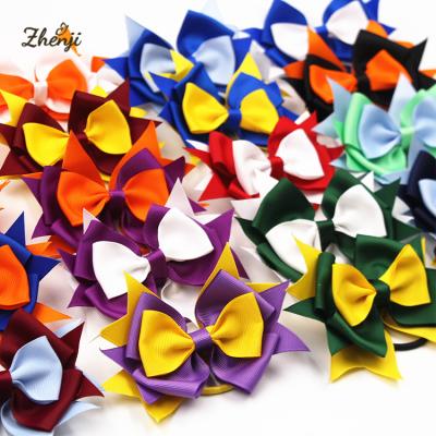 China Sweet 5 Inches Colorful Stylish Hair Bows With Hair Flips Kids Girls Grosgrain Ribbon Hair Ties Accessories for sale