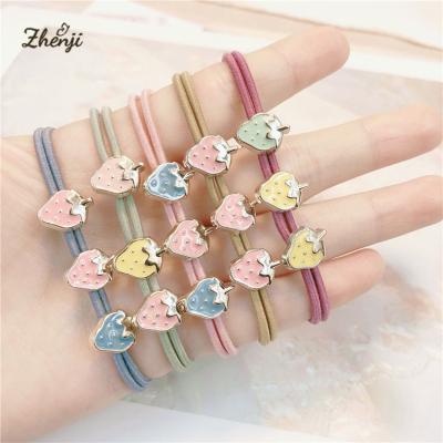 China Free Shipping Soft Colorful Strawberry Elastic Hair Tie Hair Accessories For Women Crystal Rubber Band For Hair Scrunchies for sale