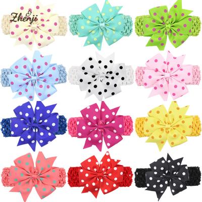 China 11 cm Wide Children's Headdress Soft Dovetail Dovetail Polka Dot Hair Band Baby Bow Headbands for sale