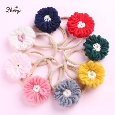 China Baby Hairbands Soft Flower Woolen Material Baby Bows Girls Headband Toddler Accessories Infant Hair Band for sale