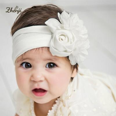 China Soft hot sale baby turban flowers hair bands headbands solid color knit nylon bow headbands for sale