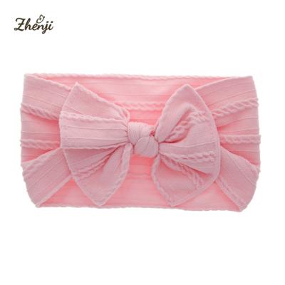 China Retro Rabbit Ear Hair Band Kids Headband Baby Hair Bowknot Soft Nylon Elastic Hair Band for sale