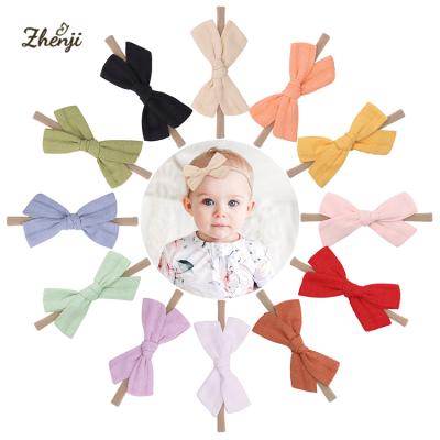 China New Cotton Bow Hairband Baby Hairband Soft Bamboo Nylon Baby Kids Hair Bands 2295 for sale