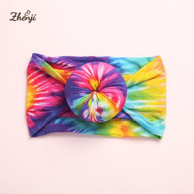 China Super soft nylon children newborn hair band baby turban soft creative Bohemian style printed donut hair accessories for sale