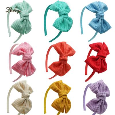 China Fashion Children 4.5 Inch Waffle Bow Headband Cloth Girl Hair Band Hair Accessories For Girls for sale