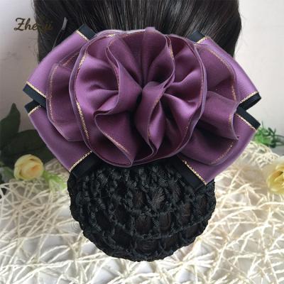 China Net Senior Nurse Bow Hair Accessories Fashion Professional Snood Flower Hairpin Hotel Bank Service Staff For Women for sale