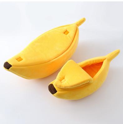 China Cute Portable Pet Bed Mat Beds Warm Soft Durable Funny Banana Travel Bed Basket For Dog Cat Supplies for sale