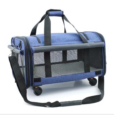 China New Design Stocked Spot Polyester With Wheel Pet Stroller Pet Bag Removable Pet Trolley for sale