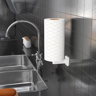 China Large capacity Vertical Kitchen Roll Paper Holder Plastic Wall Mounted Paper Shelf for sale