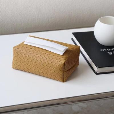 China Large Capacity PU Leather Tissue Box Holder Rectangle Tissue Holders For Dining Room Bedroom Car for sale