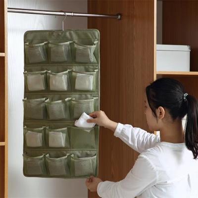 China Multifunctional Hanging Foldable Underwear Storage Bag Bra Socks Ending Reusable Wardrobe Wall Storage Underwear Storage Bag for sale